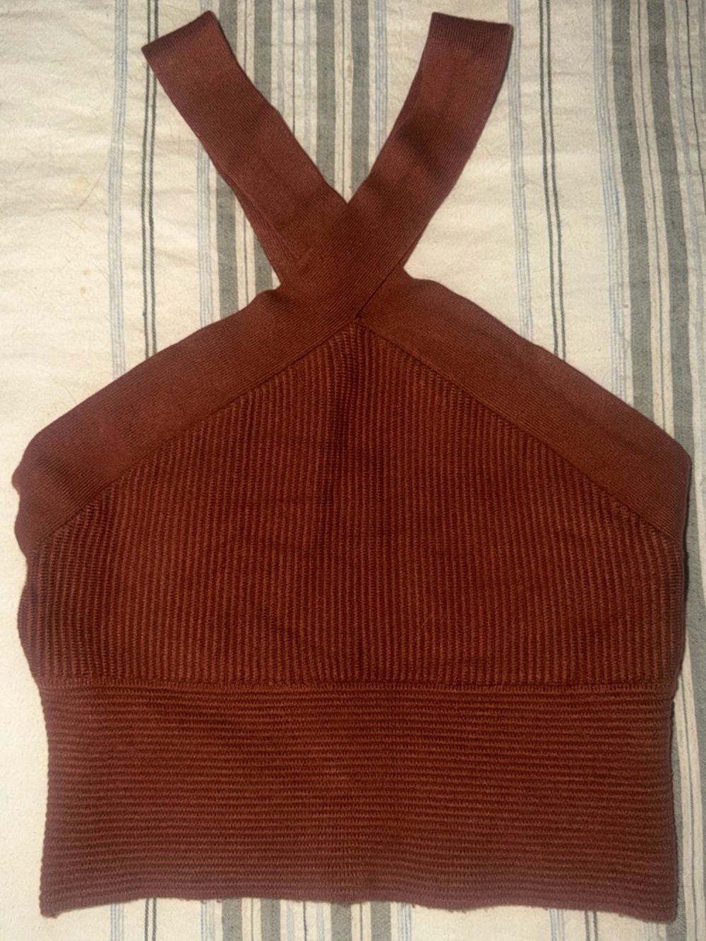 Abercrombie & Fitch Rust Cross-Back Ribbed Knit Crop Top